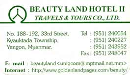 beautyl land hotel biz card