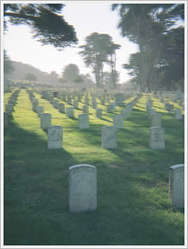 Graveyard, Presidio, San Francisco, 1998: click for larger image (32K)